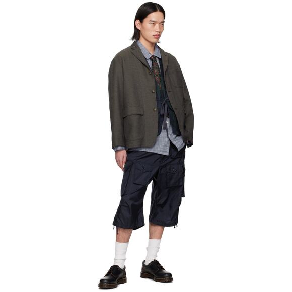ENGINEERED GARMENTS Navy Drawstring Cargo Shorts - Picture 4 of 8